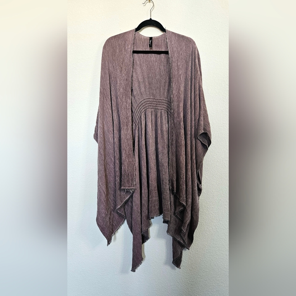 Torrid Long Toupe Open-Front Draped Kimono